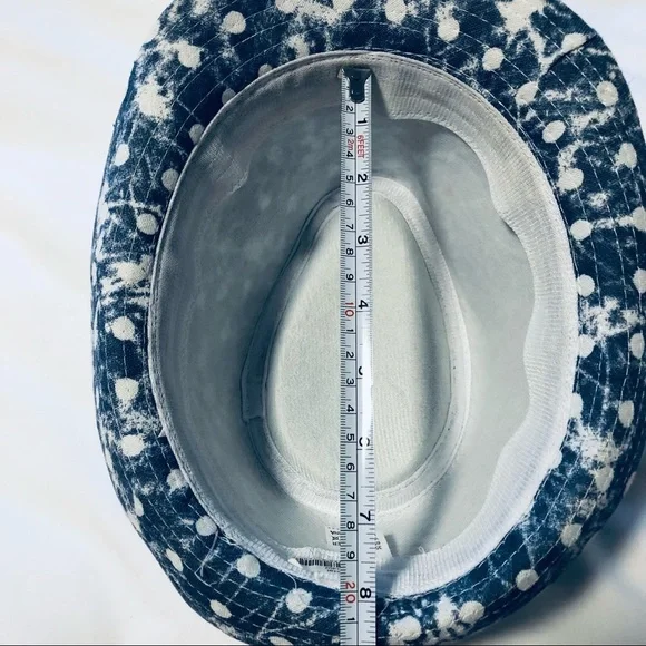Large size 58 cm Mens/Ladies Fedora Hat Blue Dots - Picture 6 of 7